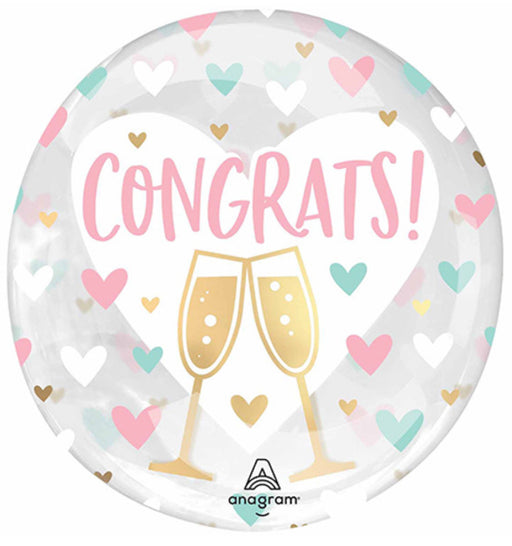 Anagram Congrats Clearz Balloon -  Pastel/Gold