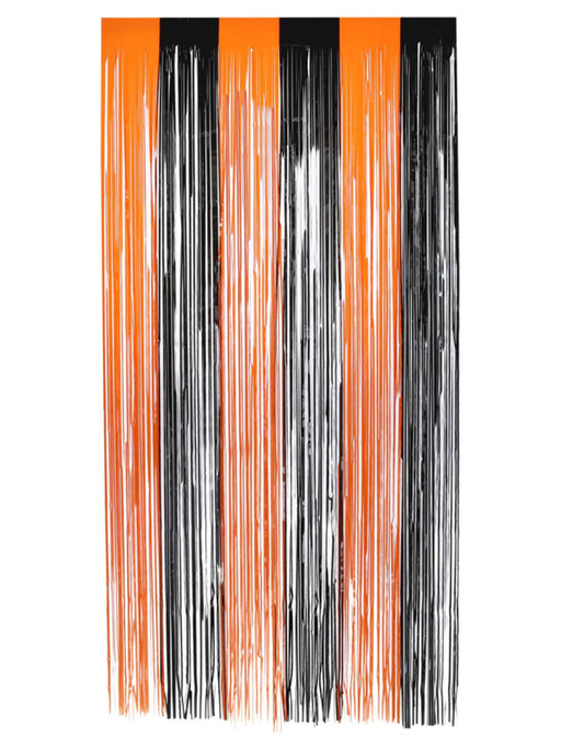 Tinsel Curtain - Black & Orange