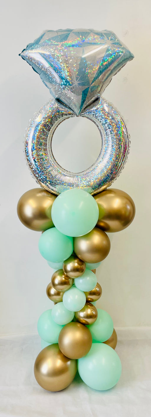 Spiral Balloon Floor Stack - Engagement Ring (Sage & Gold)