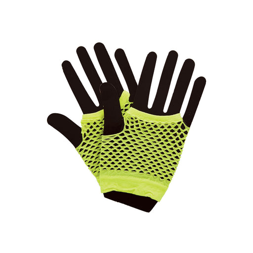 Bright Neon Fishnet Gloves - Yellow