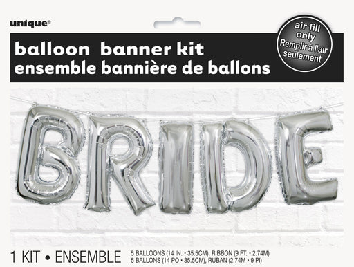 Bride Letter Air Filled Balloon Kit - Silver - The Ultimate Balloon & Party Shop