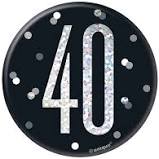 40th Birthday Badge - Black - The Ultimate Balloon & Party Shop