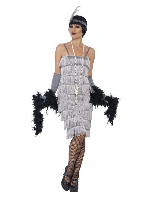 1920's Flapper Silver (Long) Costume - The Ultimate Balloon & Party Shop