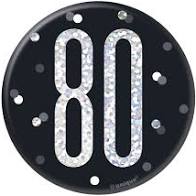 80th Birthday Badge - Black - The Ultimate Balloon & Party Shop