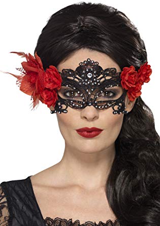 Day Of The Dead Eyemask - Laced Rose - The Ultimate Balloon & Party Shop