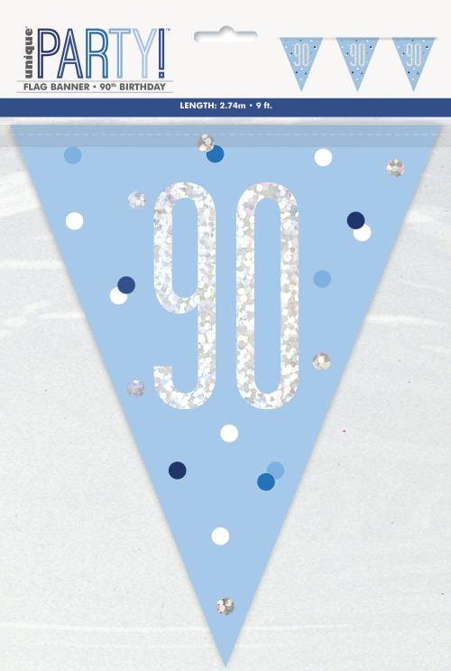 Age 90 Bunting - Blue - The Ultimate Balloon & Party Shop