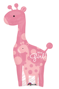 42" Foil It's A Girl Giraffe Large Printed Balloon - The Ultimate Balloon & Party Shop