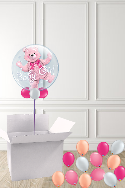 Welcome Baby Girl bubble in a box delivered nationwide - The Ultimate Balloon & Party Shop