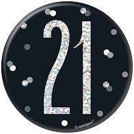 Age 21 Birthday Badge - Black - The Ultimate Balloon & Party Shop