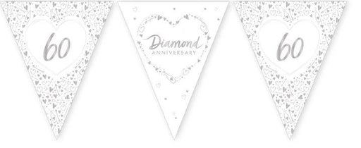 60th Anniversary Silver Foil Paper Bunting