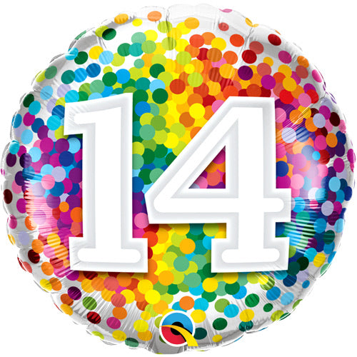 18" Foil Age 14 Balloon - Rainbow Burst - The Ultimate Balloon & Party Shop