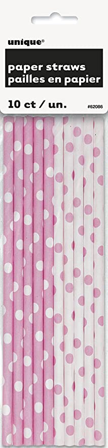 Paper Straws - Light Pink & White.