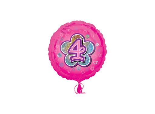18" Foil Age 4 Pink Balloon.
