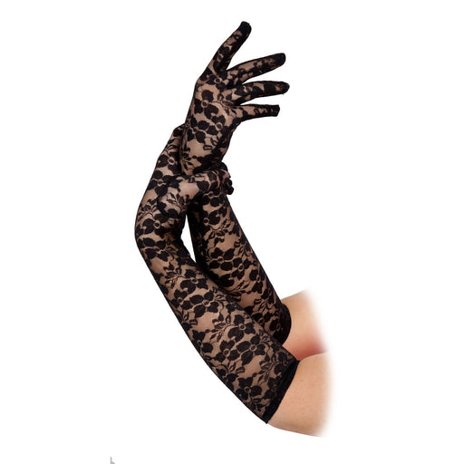 Ladies Lace Long Gloves - Black