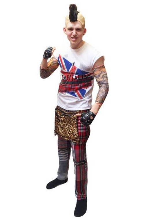 NEW 70/80's Punk Man Hire Costume - The Ultimate Balloon & Party Shop