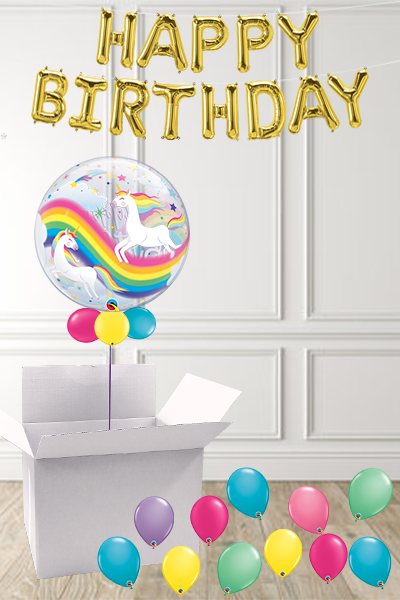 Unicorn Birthday Bubble in a Box delivered Nationwide - The Ultimate Balloon & Party Shop