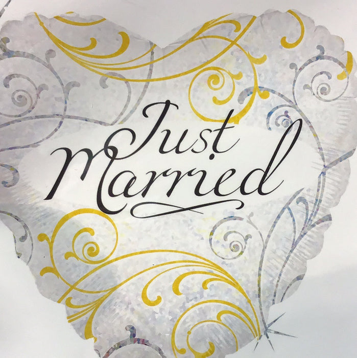 18” Just Married Heart Foil Balloon