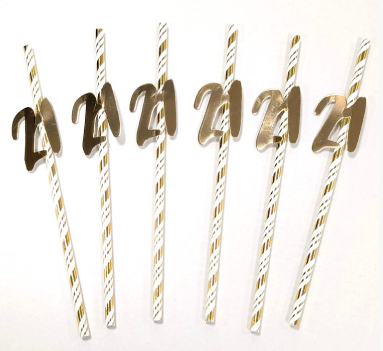 Gold Birthday Paper Straws - Age 21 The Ultimate Balloon And Party Shop Cheltenham & Gloucester Balloons & Fancy Dress 