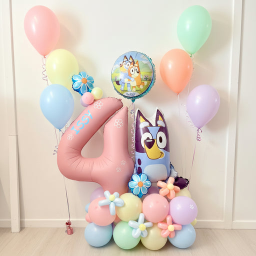 Bluey Themed Double Balloon Stack & Bouquet Package The Ultimate Balloon And Party Shop Cheltenham & Gloucester Balloons & Fancy Dress 