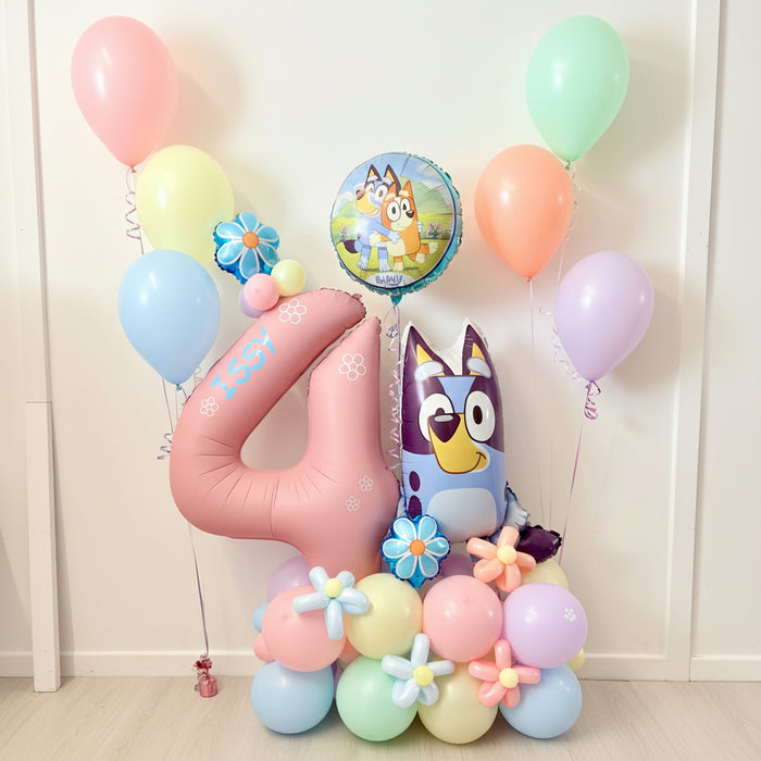 Bluey Themed Double Balloon Stack & Bouquet Package The Ultimate Balloon And Party Shop Cheltenham & Gloucester Balloons & Fancy Dress 