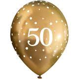 Age 50 Birthday Balloons 6 Pack - Gold