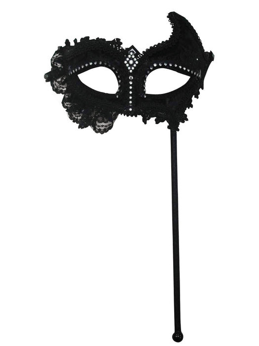 Black Lace Eyemask On Stick