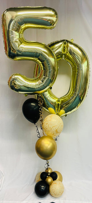 Mixed Number Balloon Display - Black & Gold