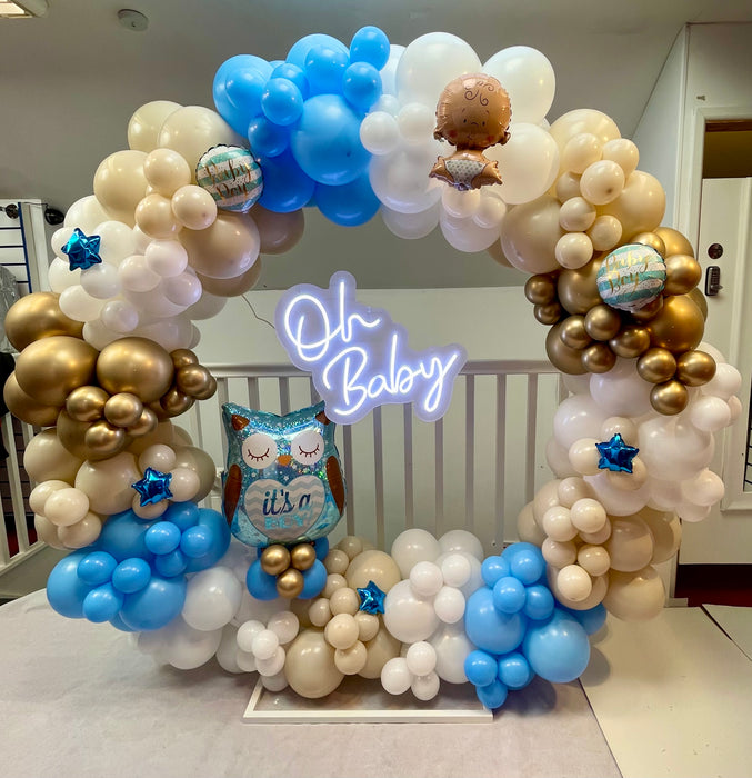 Baby Shower Organic Circle Balloon Arch - Blue