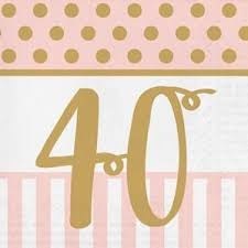 Age 40 Napkins - Pink & Gold