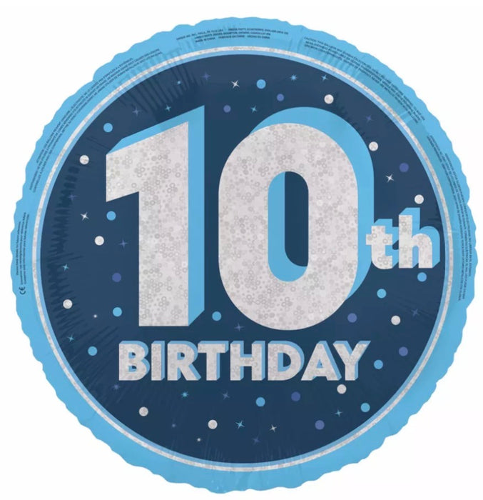 18" Foil Age 10 Balloon - Blue