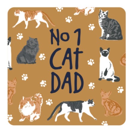 Gift Drinks Coaster - No 1 Cat Dad The Ultimate Balloon And Party Shop Cheltenham & Gloucester Balloons & Fancy Dress 
