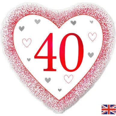 18" Foil 40th Ruby Wedding Anniversary Heart Balloon The Ultimate Balloon And Party Shop Cheltenham & Gloucester Balloons & Fancy Dress 