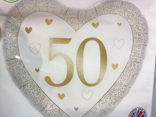 18" Foil 50th Heart Anniversary Balloon The Ultimate Balloon And Party Shop Cheltenham & Gloucester Balloons & Fancy Dress 