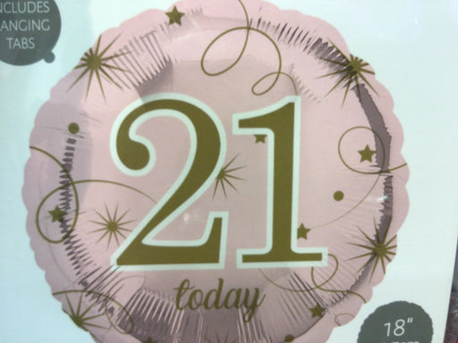 18" Foil Age 21 Balloon - Baby Pink/Gold The Ultimate Balloon And Party Shop Cheltenham & Gloucester Balloons & Fancy Dress 
