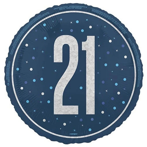 18" Foil Age 21 Balloon - Navy Dots The Ultimate Balloon And Party Shop Cheltenham & Gloucester Balloons & Fancy Dress 