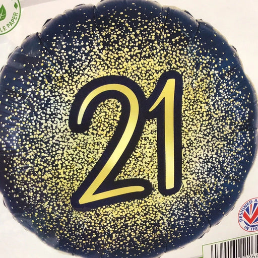 18" Foil Age 21 Balloon - Navy & Gold The Ultimate Balloon And Party Shop Cheltenham & Gloucester Balloons & Fancy Dress 