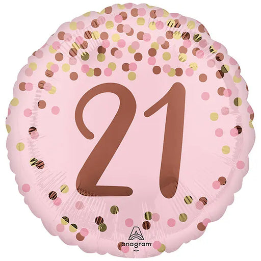 18" Foil Age 21 Balloon - Pink & Rose Gold The Ultimate Balloon And Party Shop Cheltenham & Gloucester Balloons & Fancy Dress 