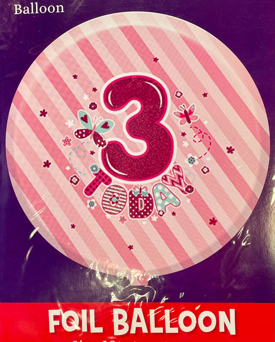 18" Foil Age 3 Balloon - Pink Fun The Ultimate Balloon And Party Shop Cheltenham & Gloucester Balloons & Fancy Dress 