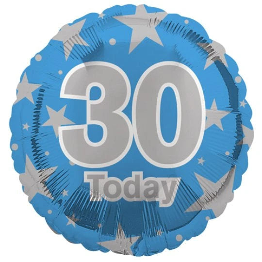18" Foil Age 30 Balloon - Blue Stars The Ultimate Balloon And Party Shop Cheltenham & Gloucester Balloons & Fancy Dress 