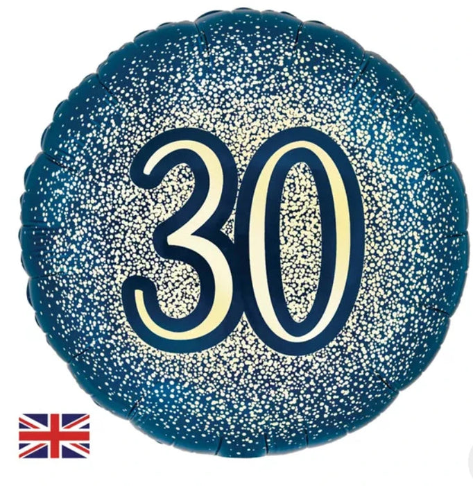 18" Foil Age 30 Balloon - Navy/Gold The Ultimate Balloon And Party Shop Cheltenham & Gloucester Balloons & Fancy Dress 