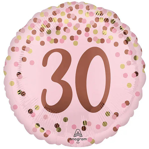 18" Foil Age 30 Balloon - Pink/Rose Gold Dots The Ultimate Balloon And Party Shop Cheltenham & Gloucester Balloons & Fancy Dress 