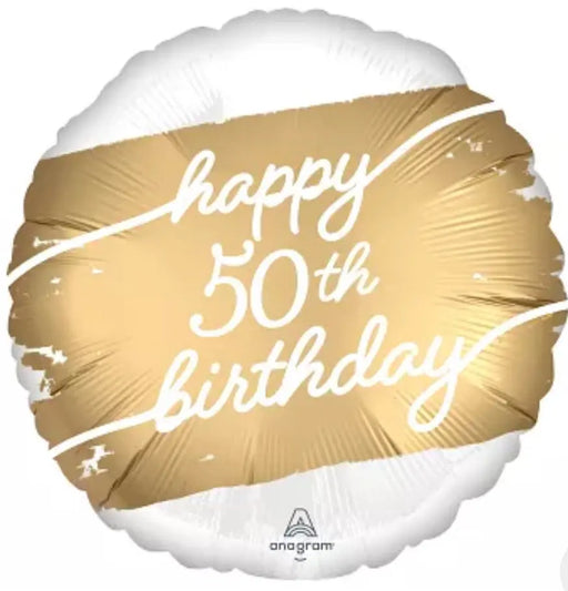 18" Foil Age 50 Balloon - Gold & White The Ultimate Balloon And Party Shop Cheltenham & Gloucester Balloons & Fancy Dress 