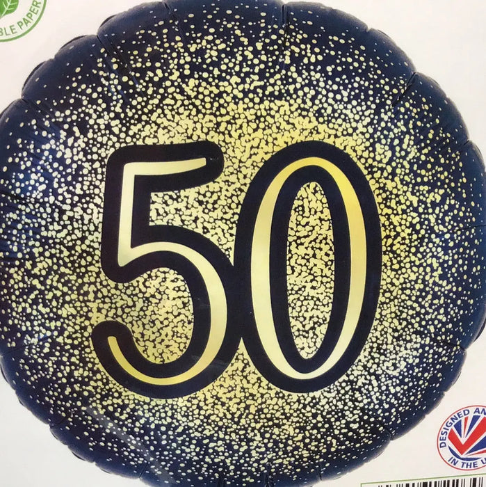 18" Foil Age 50 Balloon - Navy & Gold The Ultimate Balloon And Party Shop Cheltenham & Gloucester Balloons & Fancy Dress 