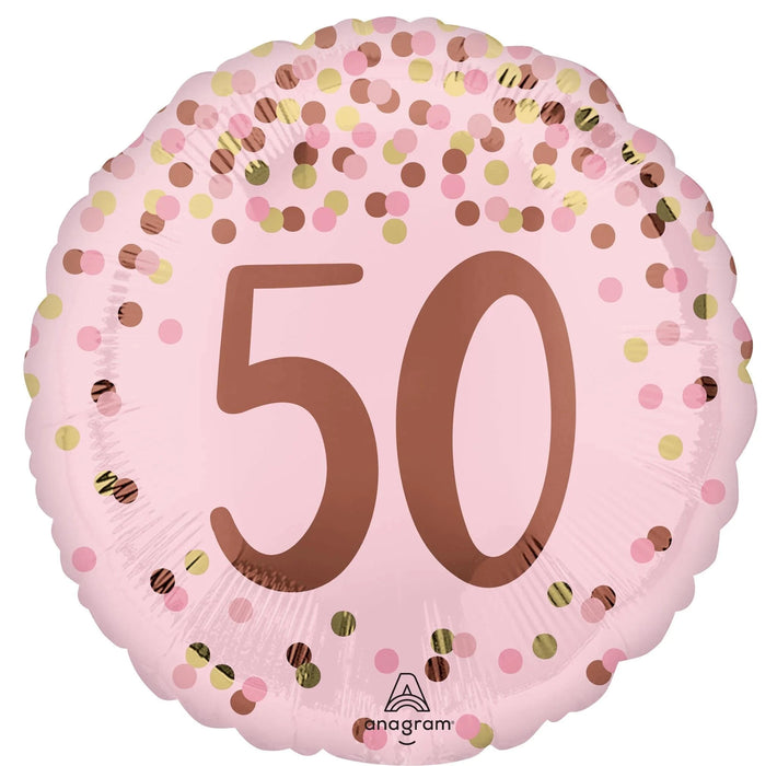 18" Foil Age 50 Balloon - Pink Dots Glitz The Ultimate Balloon And Party Shop Cheltenham & Gloucester Balloons & Fancy Dress 