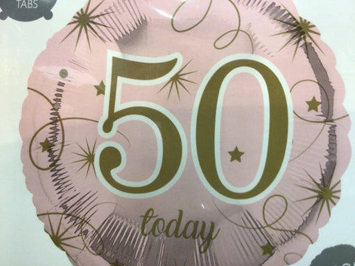 18" Foil Age 50 Balloon - Pink/Gold Stars The Ultimate Balloon And Party Shop Cheltenham & Gloucester Balloons & Fancy Dress 