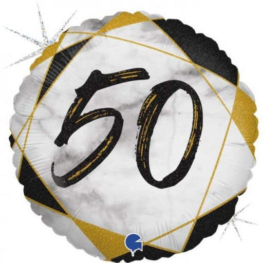 18" Foil Age 50 Marble Balloon - Black & Gold The Ultimate Balloon And Party Shop Cheltenham & Gloucester Balloons & Fancy Dress 