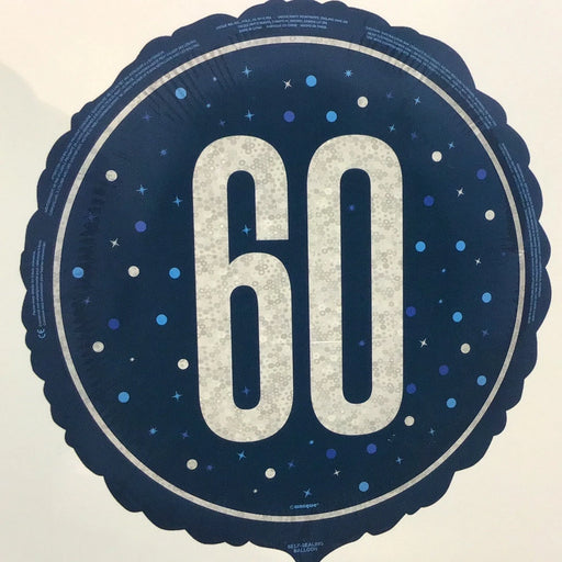 18" Foil Age 60 Balloon - Blue Dots The Ultimate Balloon And Party Shop Cheltenham & Gloucester Balloons & Fancy Dress 