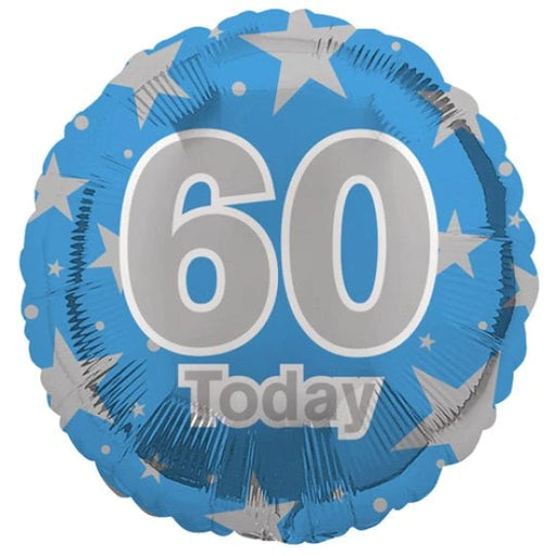 18" Foil Age 60 Balloon - Blue Stars The Ultimate Balloon And Party Shop Cheltenham & Gloucester Balloons & Fancy Dress 