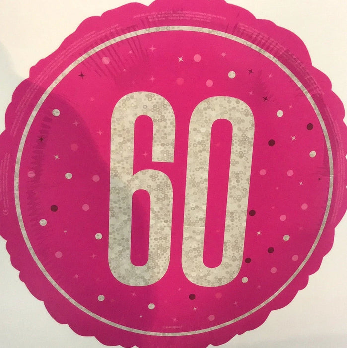 18" Foil Age 60 Balloon - Hot Pink Dots The Ultimate Balloon And Party Shop Cheltenham & Gloucester Balloons & Fancy Dress 