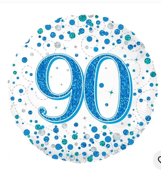 18" Foil Age 90 Balloon - Blue & White Glitz The Ultimate Balloon And Party Shop Cheltenham & Gloucester Balloons & Fancy Dress 